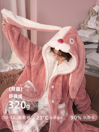 Rabbit Hooded Fleece Pajama Rob