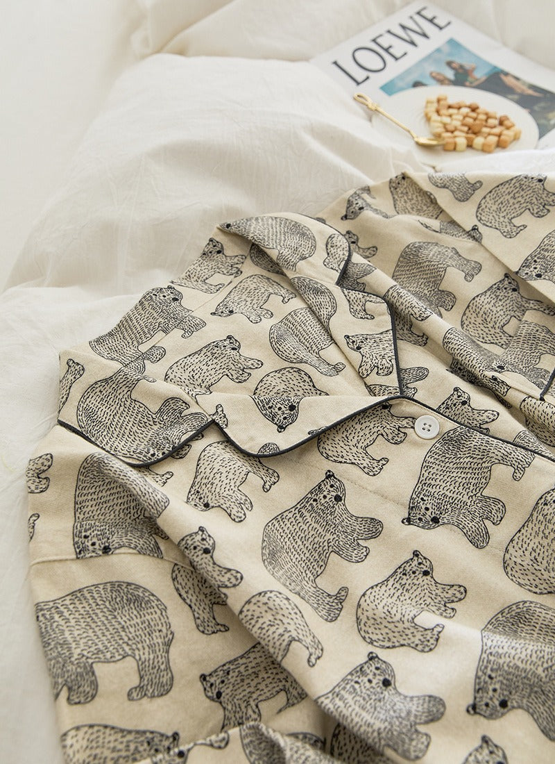 Polar Bear Brushed Cotton Couple Pajama Set
