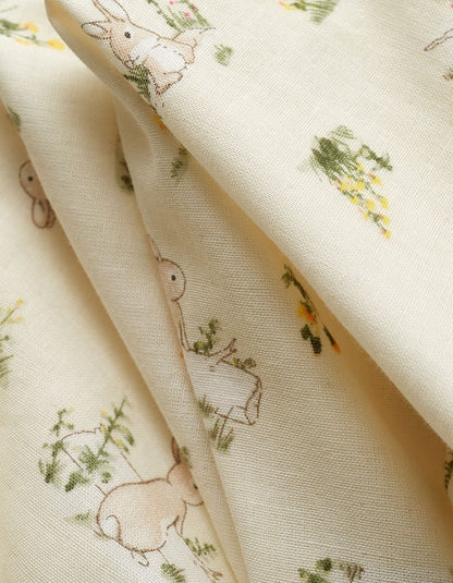 Rabbit Print Button Up Cotton Pajama Set