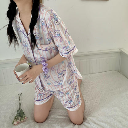 Patterned Short Sleeve Pajama Set