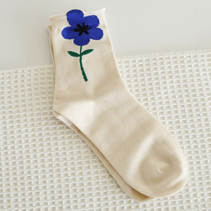 Flower Knit Crew Socks