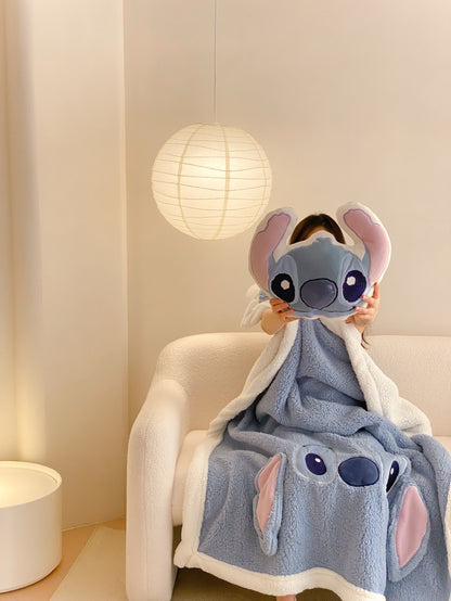 Sherpa Cartoon Print Blanket with Plushie