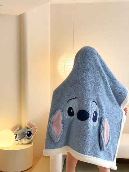 Sherpa Cartoon Print Blanket with Plushie