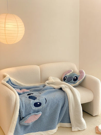 Sherpa Cartoon Print Blanket with Plushie