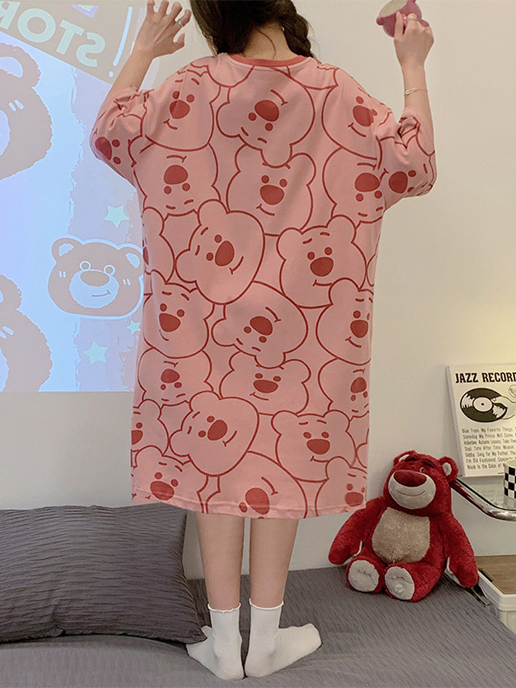 Pink Bear Short Sleeve Sleep Shirt