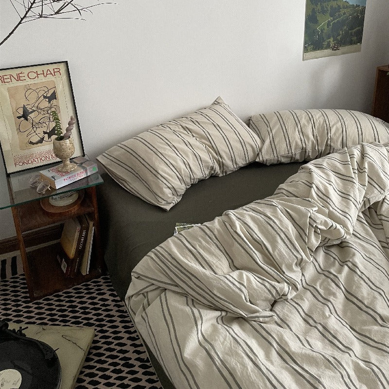 Striped Cotton 4-Piece Bedding Set