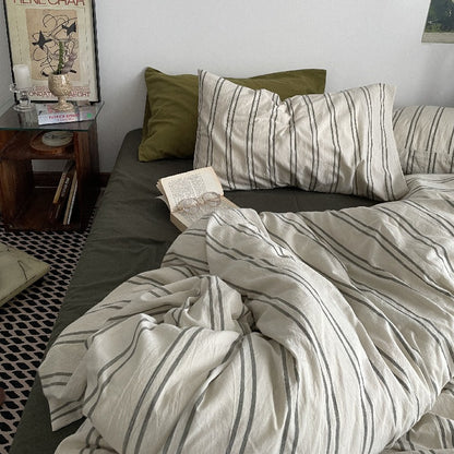 Striped Cotton 4-Piece Bedding Set