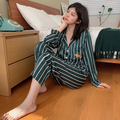 Striped Satin Couple Pajama Set